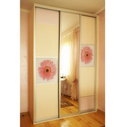 Шкаф купе в детскую для девочки с зеркалом