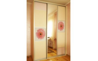 Шкаф купе в детскую для девочки с зеркалом